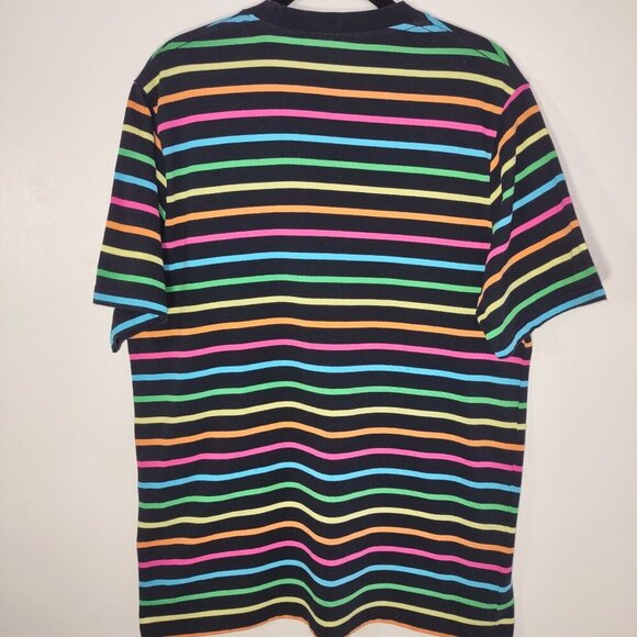 Teddy Fresh Men's Multicolor Striped T-Shirt Crewneck Streetwear Grunge Medium - Picture 7 of 11
